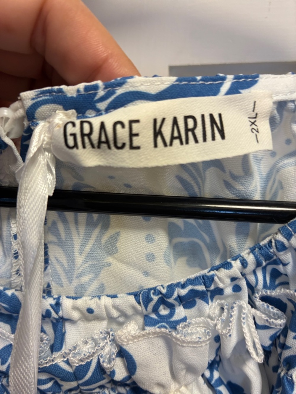 GRACE KARIN Women's blue and white patterned Maxi Boho Dress NWT - Picture 11 of 14